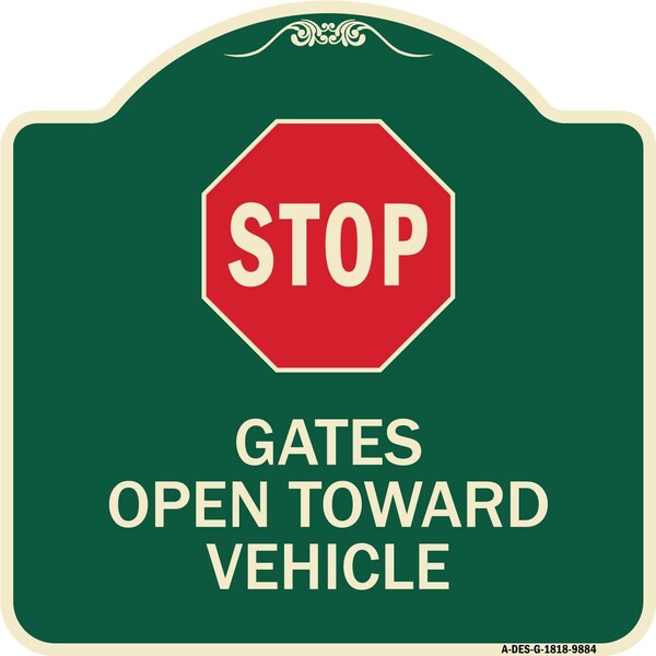 Designer Series-Stop Gates Open Toward Vehicle Green Heavy-Gauge Aluminum, 18" x 18", G-1818-9884